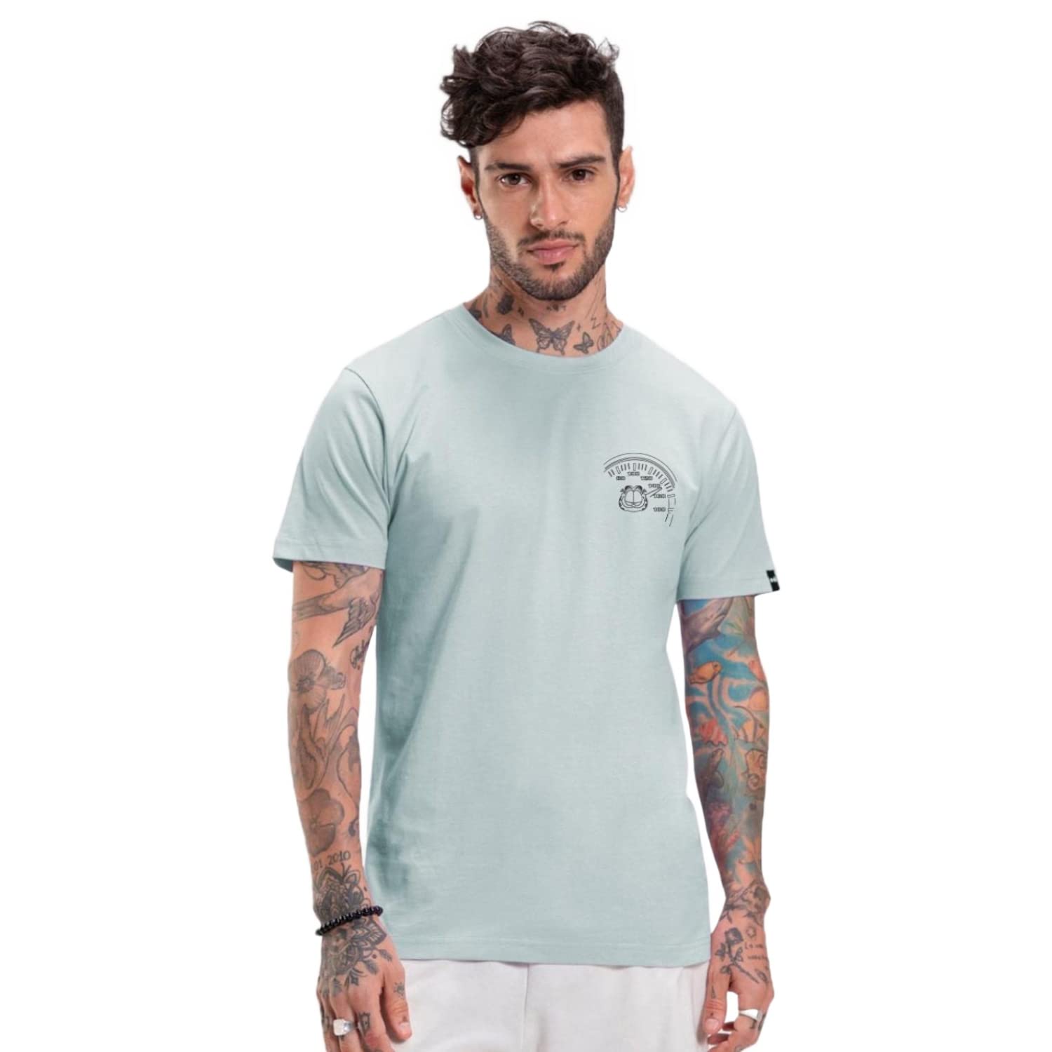 Bewakoof X Official Garfield Merchandise Mens Mr.Chopper Graphic Print 100% Cotton T-Shirt - Regular Fit, Round Neck, Half Slee