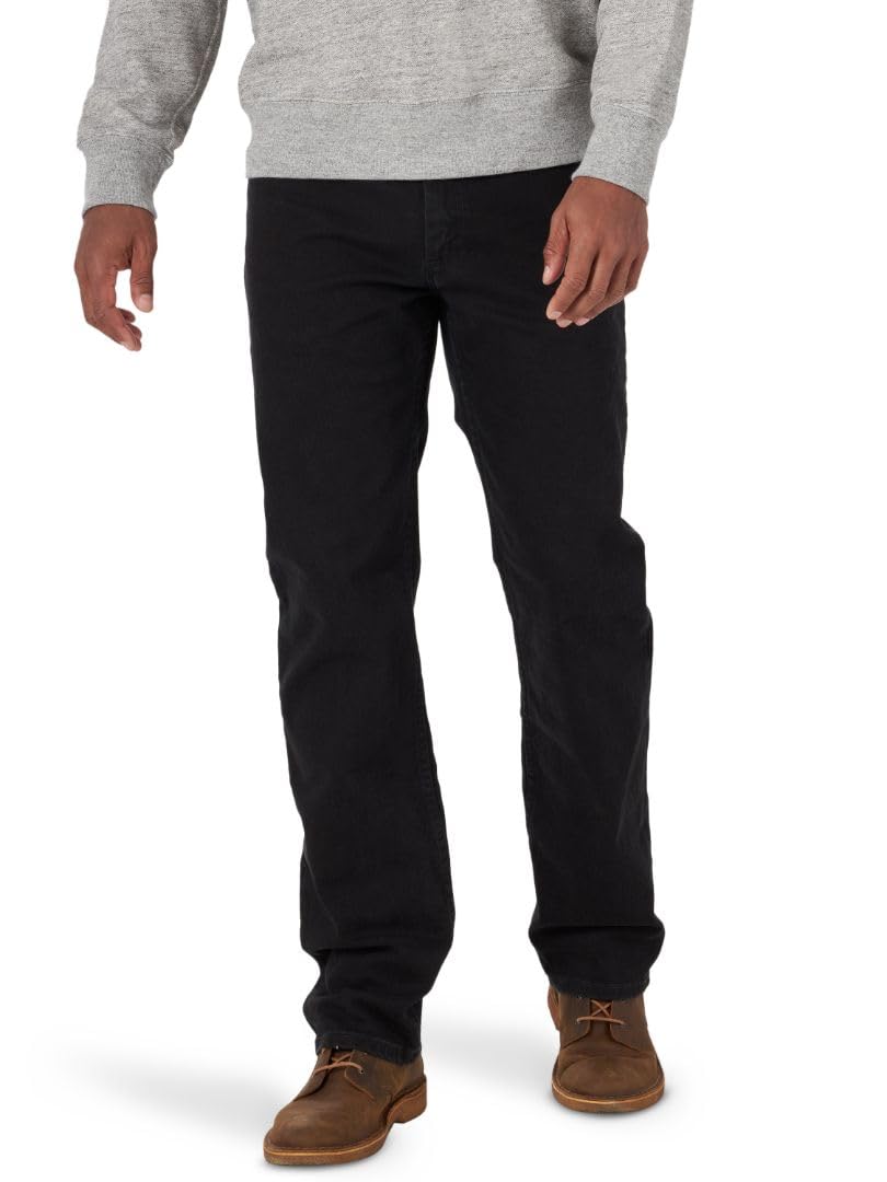 Wrangler Authentics Men's Regular Fit Comfort Flex Waist Jean, Black, 38W x 36L