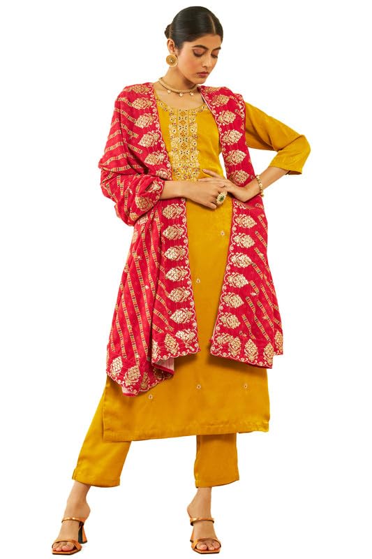 Soch Women Velvet Embroidered Suit Set with Dupatta