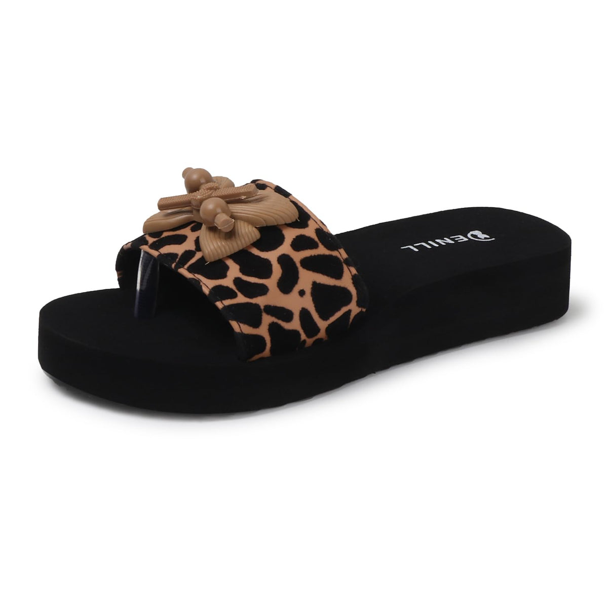 Denill Womens Bow Accent Slide Sandal (Brown) Uk7 7