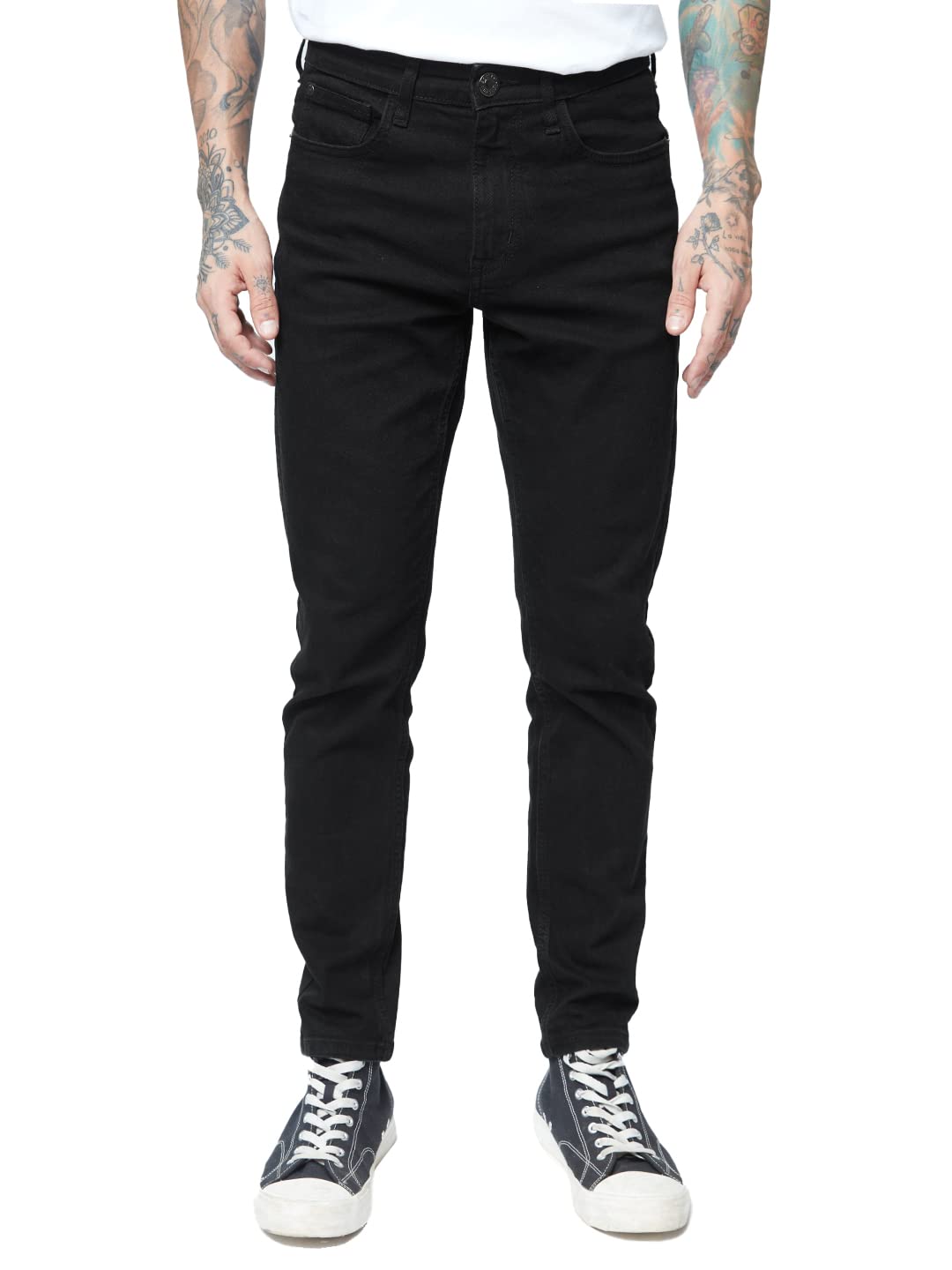 The Souled Store Solids: Black (Slim Fit) Mens and Boys Cotton and Spandex Black Color Men Jeans