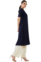 Soch Women Navy Blue Viscose Solid Kurta