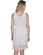 V-NECK DRESS W/EMB BODICE/HEMLINE