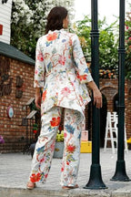 Dhruvi Trendz Casual Regular Fit Rayon Floral Ethnic Co-Ord Kurta Set For Women (Available In 2Xl And 3Xl) (Dt-W1848&Tr905_White