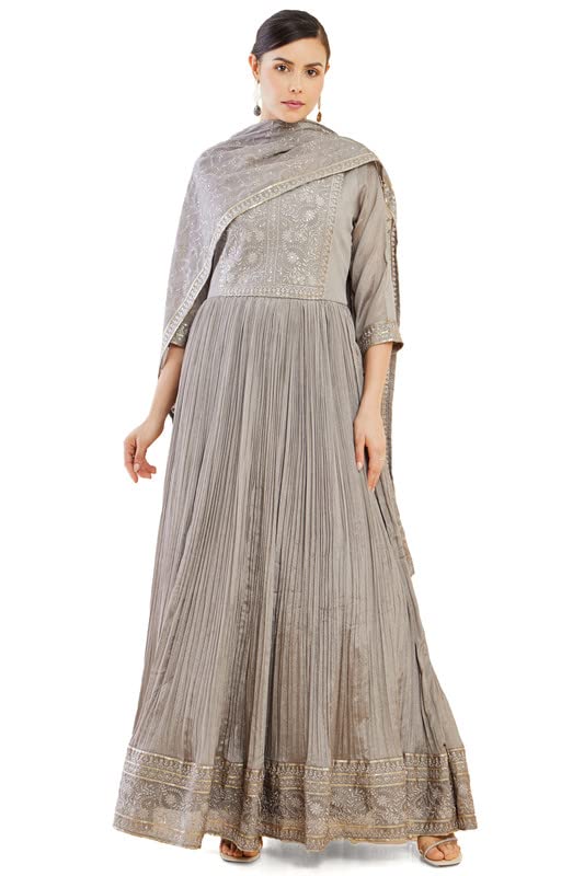 Soch Women Chinnon Gathered and Flared Gown with Floral Embroidery and Sequins