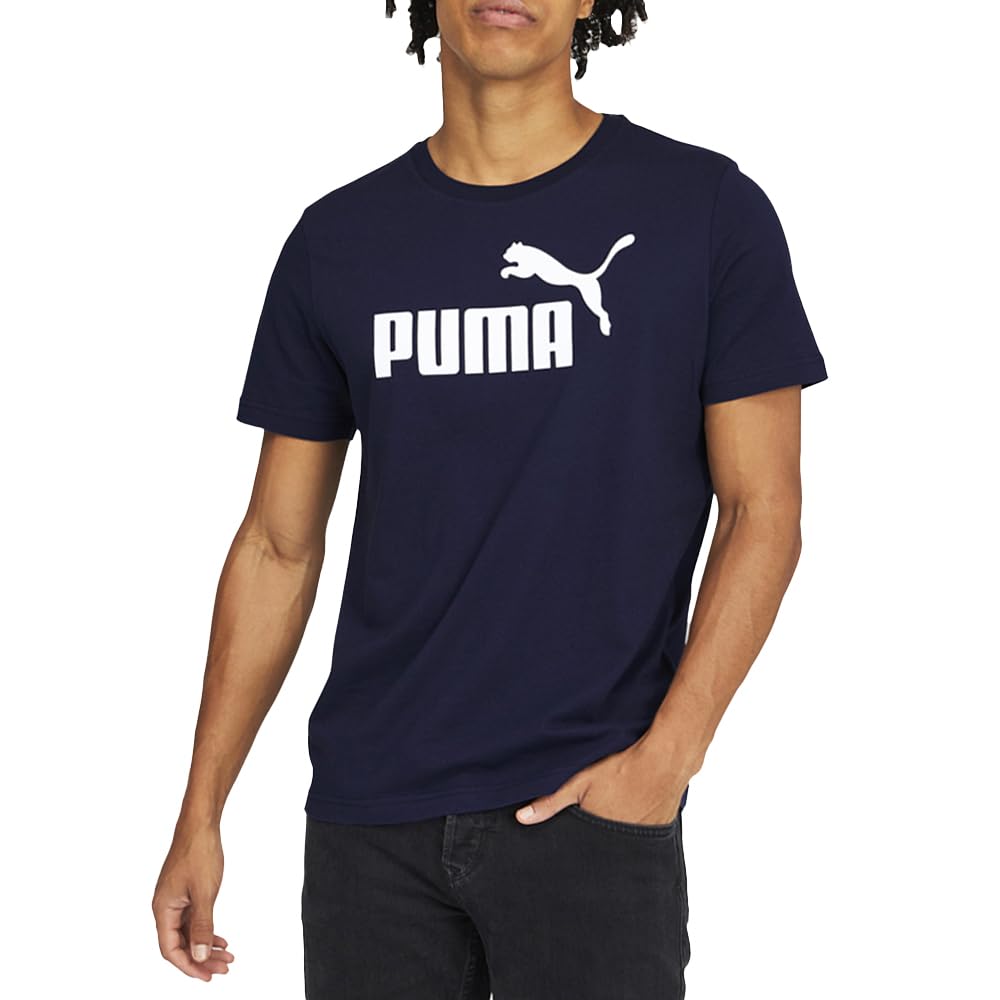 Puma Men's Essentials Logo T-Shirt (Available in Big & Tall), Navy, Medium