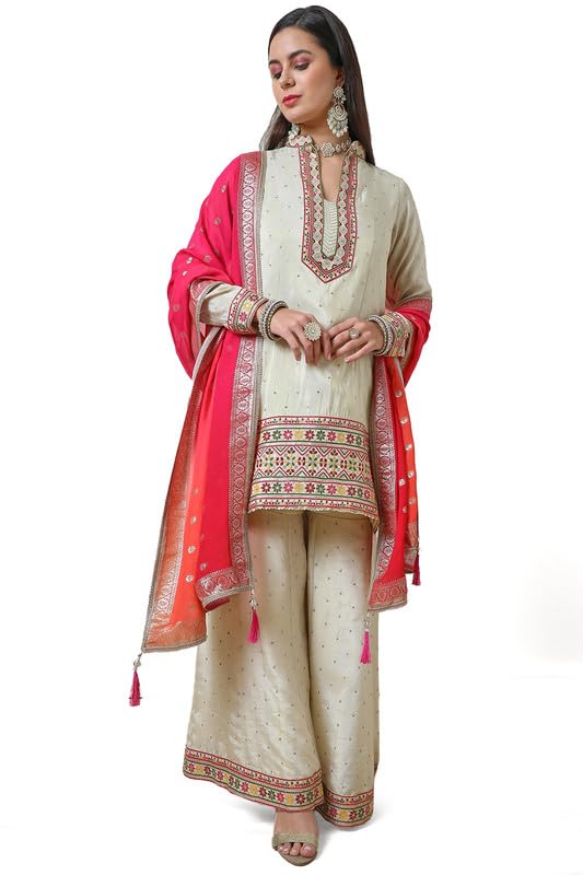 Soch Women and Tissue Sharara Suit Set with Dupatta