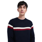 Bewakoof Mens Striped Blue Round Neck Full Sleeve Sweater