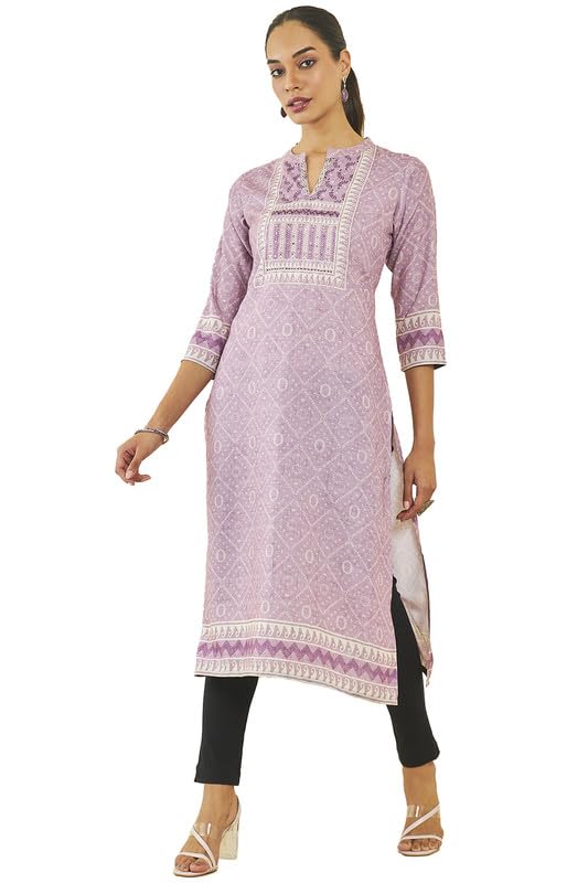 Soch Women Muslin Bandhani Print Kurta with Notched Neckline