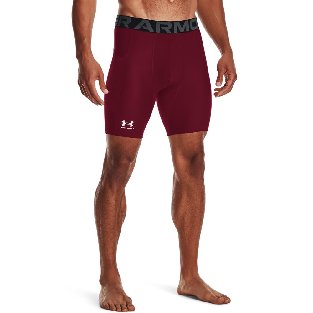 Under Armour Men's Armour HeatGear Compression Shorts, Cardinal (625)/White, Small
