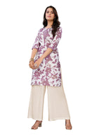 Rangita Mauve Rayon Straight Printed Knee Length Kurti | Kurta For Women_M