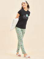 Sweet Dreams Women Printed Pyjama Set Green