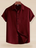 Tee Projekt Textured Shirts for Men || Casual Shirt for Men || Comfortable and Stylish for Every Wardrobe Maroon