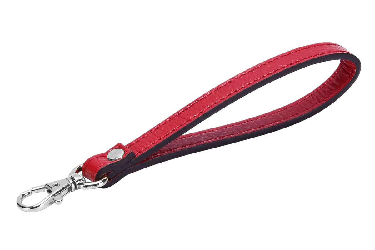 Vanenjoy Genuine Leather Keychain Wristlet Keychain Strap For Wallet Purse Clutch Cellphone Wristlet Key(RedSilver Metal) 7.10.47
