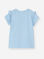 The Souled Store Hello Kitty: Kitty Love Girls Short Sleeves Round Neck Blue Graphic Printed Regular Fit Cotton T-Shirts (2-8 Yr