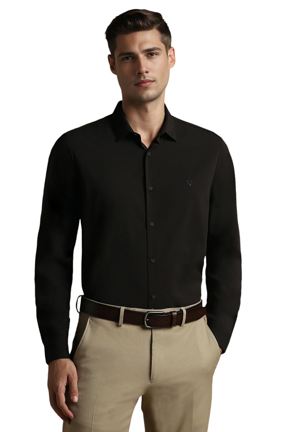 Allen Solly Men Slim Fit Solid Formal Polyester Full Sleeve Shirt