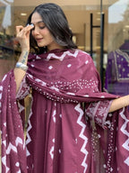 Lookmark WomenS Cotton Blend Zigzag And Dotted Print Kurta Plazzo Set With Dupatta Suitable For Every Indian Occasion (Az-Lm-Og