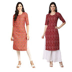 Pinkmint Women'S Crepe Digital Print Straight Kurta [Pack Of 2] (365-374-S)