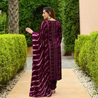 ANNI DESIGNER Womens Rayon Blend Straight Bandhej Printed Kurta with Pant & Dupatta (Baghira Wine_S_Wine_Small)