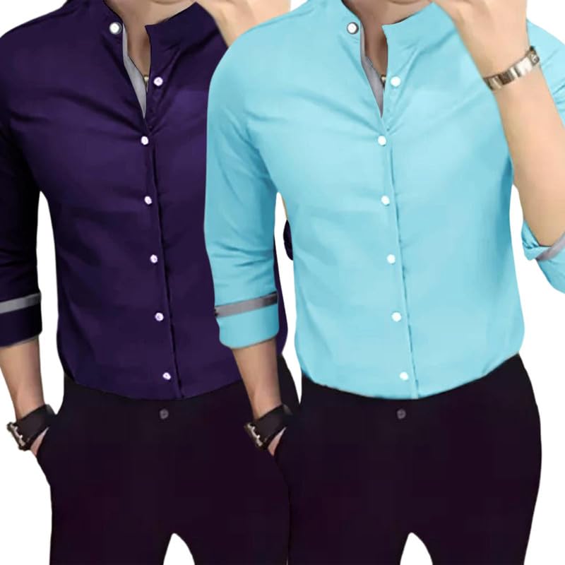 Pinkmint Mens Solid Slim Fit Casual Shirt, Full Sleeve Shirt for Casual Wear & Formal Wear Gift for Father,Boys