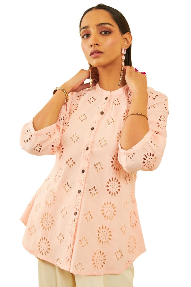 Soch Women Cotton Thread Work T-Shirt