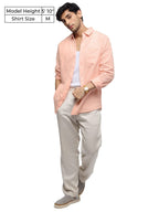 The Souled Store Solids: Lobster Bisque Men and Boys Regular fit Full Sleeve Cotton Blend Pink Color Linen Shirts Shirt for Men