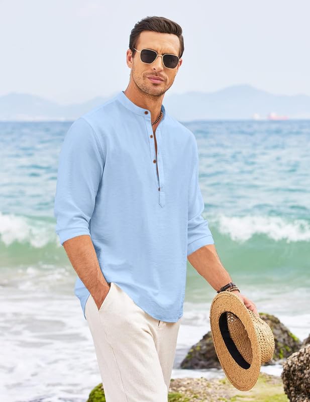 Royalscout MenS Regular Fit Solid Cotton Blend Straight Short Kurta | Full Sleeves Kurta