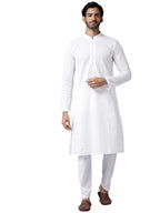 See Designs Mens Kurta | Specially Crafted And Designed For The Eid Festival White Cotton Embroidered Kurta Mandarin Collar Long