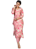 ANNI DESIGNER Womens Rayon Blend Straight Printed Kurta with Pant (Nissu Pink_S_Pink_Small)