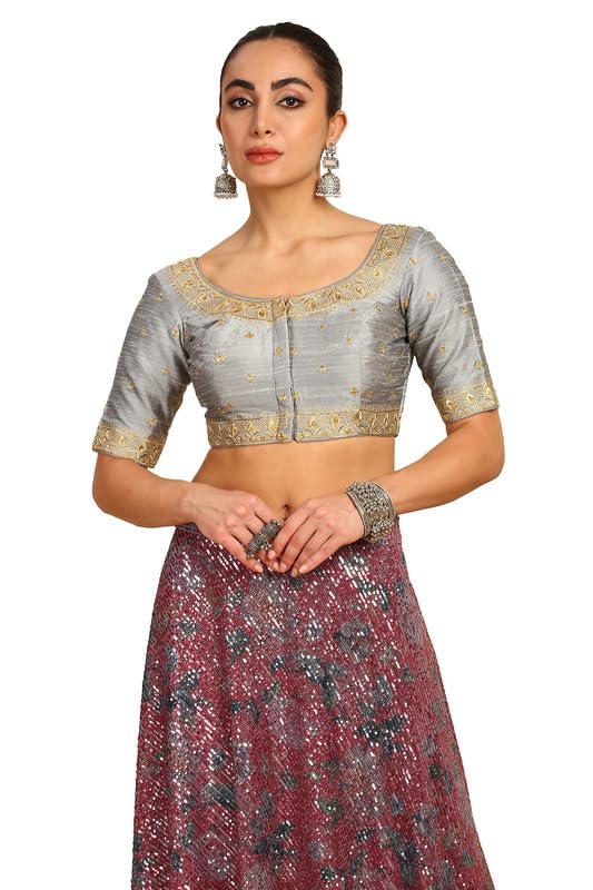 Soch Women Zari Embroidered Padded Blouse with Stones