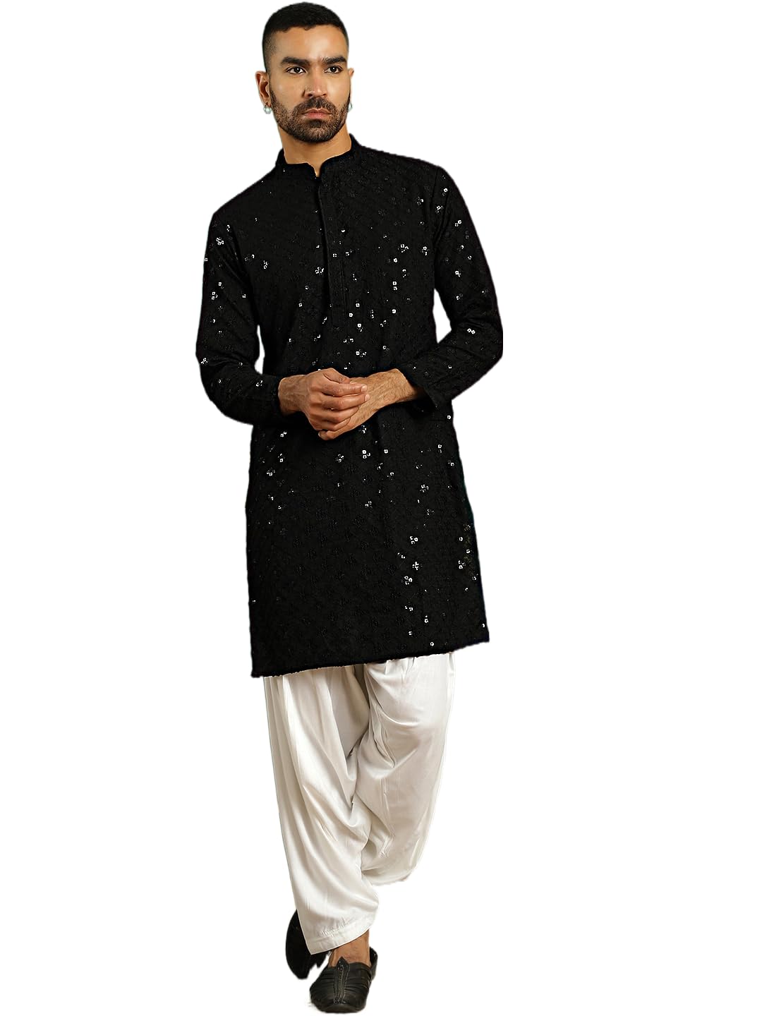 Jompers Mens Embroidered And Sequins Kurta With Salwar
