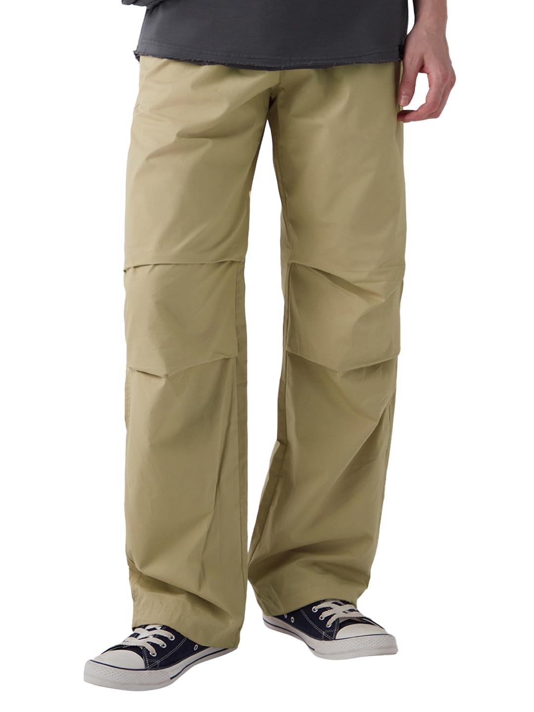 Bewakoof Mens Solid Baggy Oversized Fit Pure Cotton Parachute Pants_648642_Beige_28