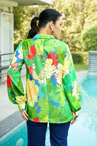 Leriya Fashion Women Rayon Regular Top Green S