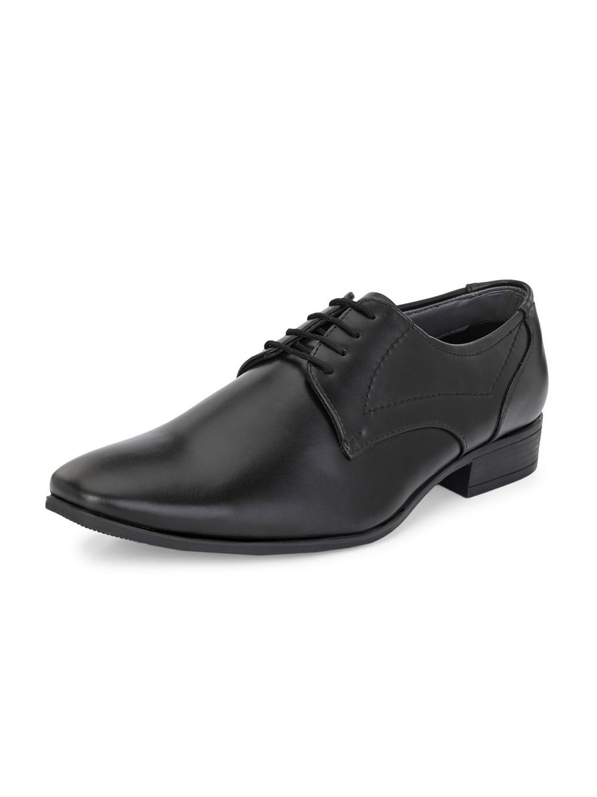 GUAVA Mens Black Faux Leather Derby LaceUp SemiFormal Shoes 10