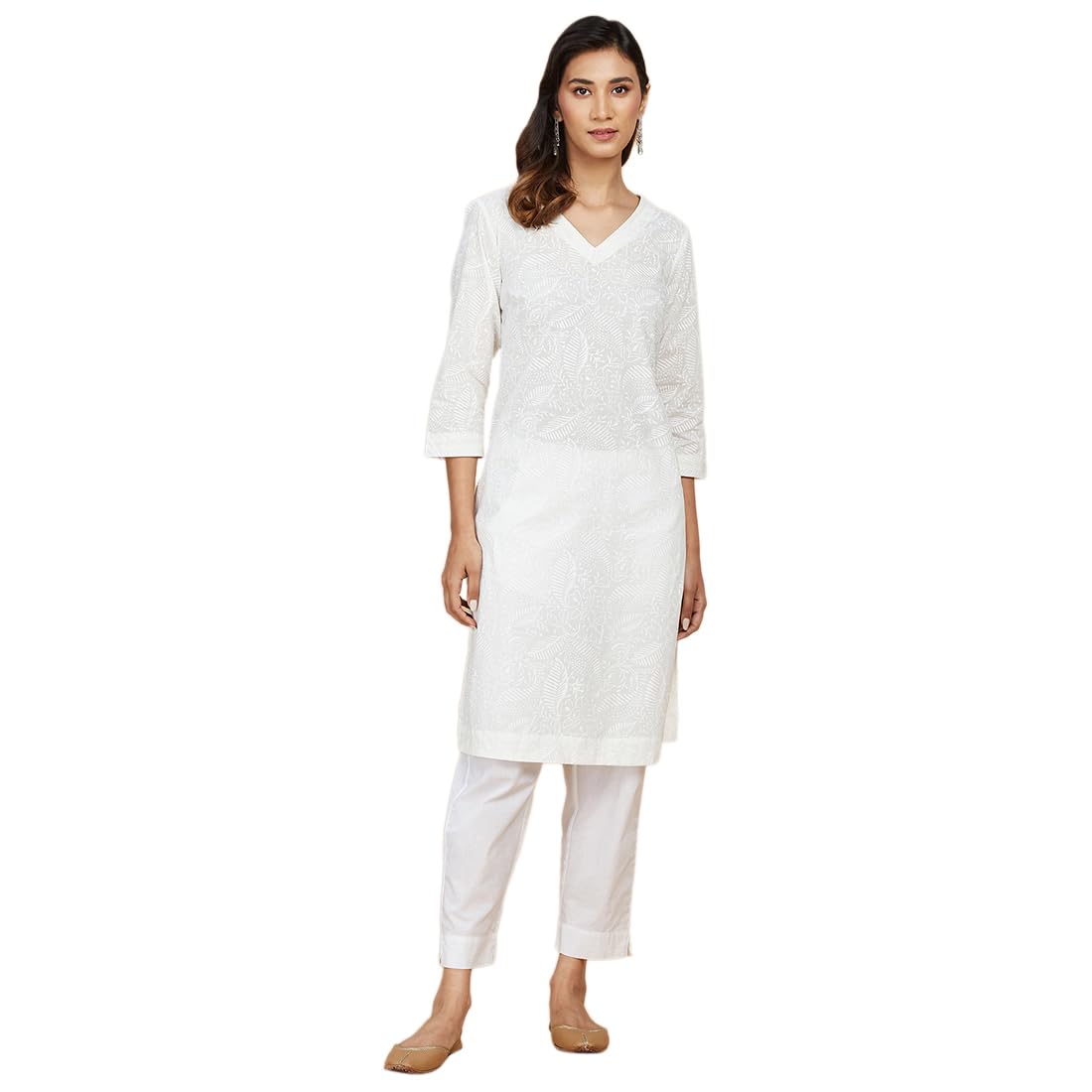 Fabindia Women'S Cotton Regular Kurta (20064172_White