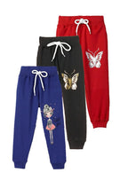 T2F Girls Regular Fit Printed Cotton Joggers Track Pants (Pack of 3)
