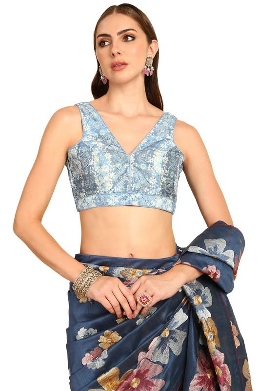 Soch Women Printed Silk Blend Padded Blouse with Sequins
