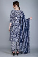 Leriya Fashion Women'S Kurtis With Pant Set || Fully Stitched Cotton Floral Printed Kurti With Chevron Printed Bottom For Women || Regular || Festival Wear Kurti Bottom Set For Women