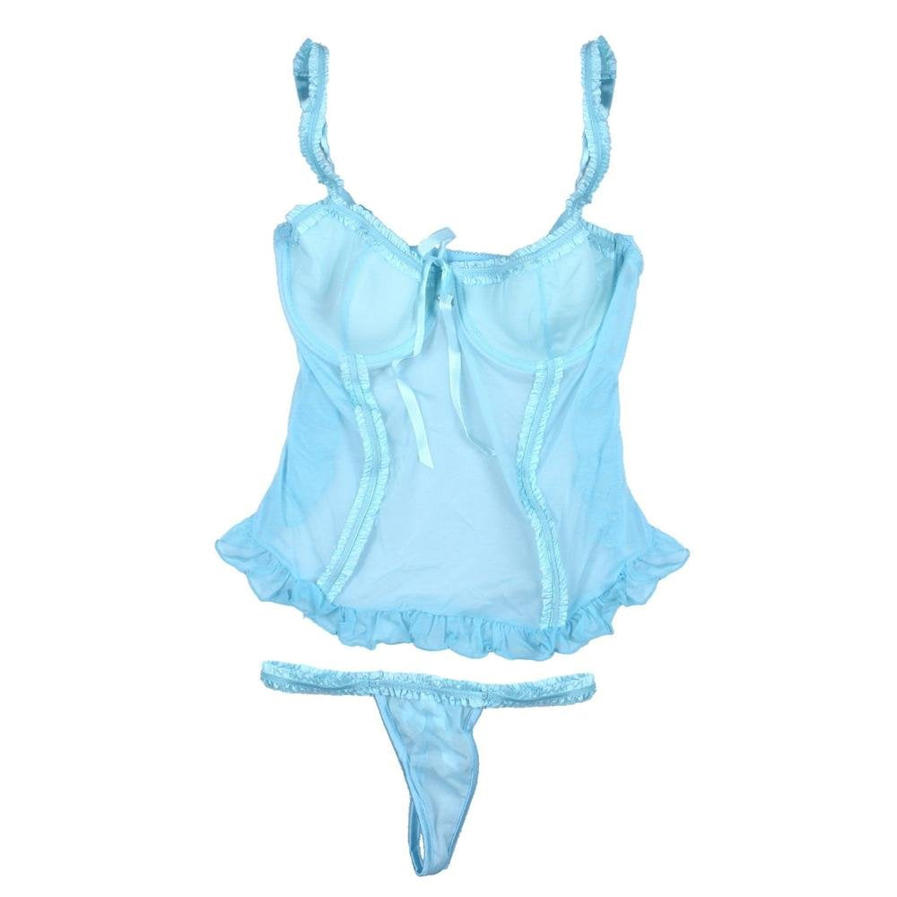 Babydoll With G String Blue Small