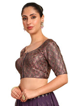 Soch Womens Grey Paisley Woven Design Silk Blend Padded Blouse