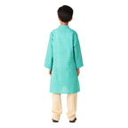 Fabindia BoyS Cotton Printed Regular Kurta (1030887Teal_Teal