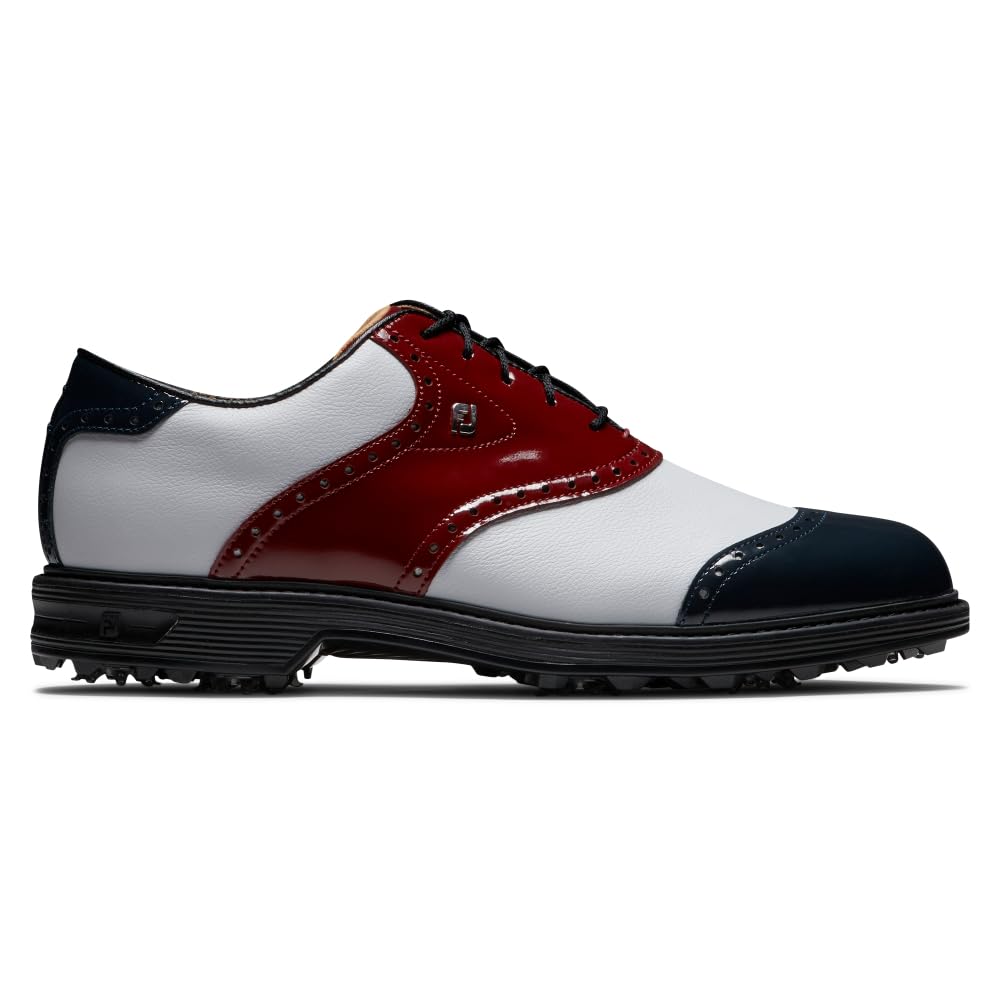 FootJoy Men's Premiere Series-Wilcox Golf Shoe, Red/White/Blue Patent, 9.5