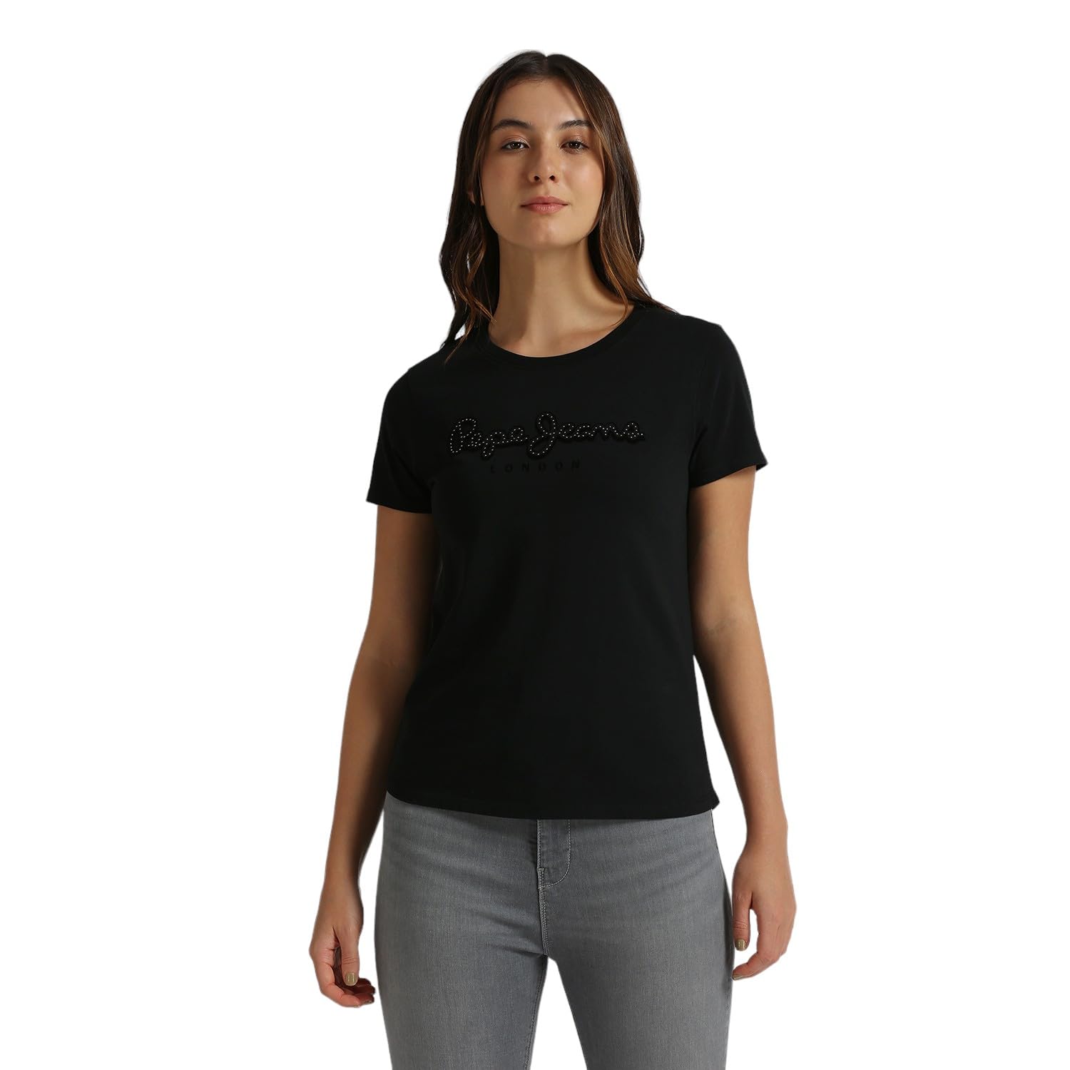 Black Flock Print Short Sleeve T-Shirt