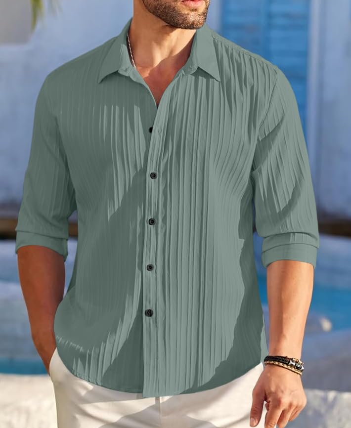 ROYALSCOUT Combo of 2 Textured Shirts for Men | Long Sleeves Perfect for Smart Workwear, Relaxed Outings, or Formal Occasions