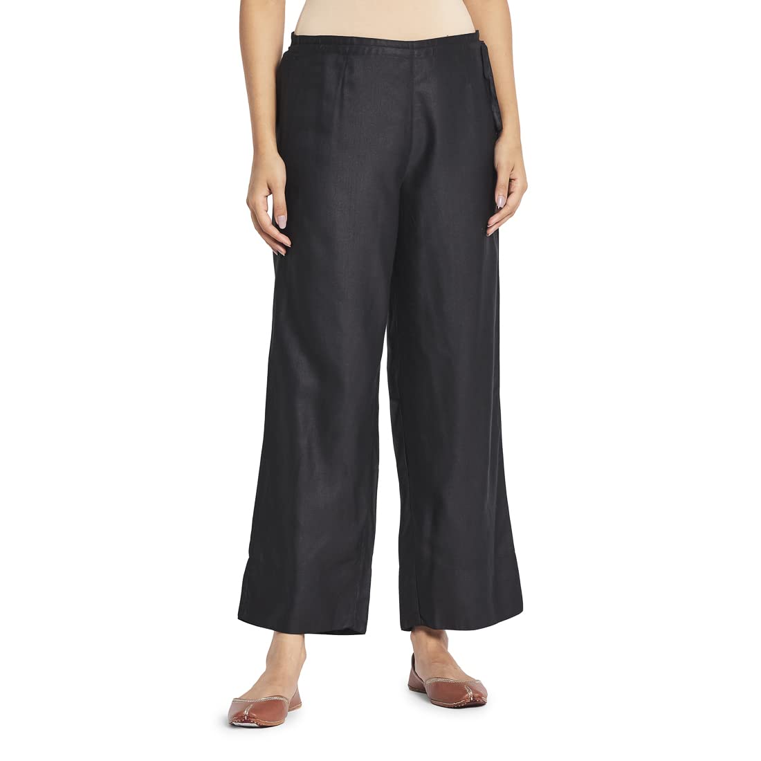 Fabindia Women Blend Drawstring Ijar Pant Viscose_Xl Black