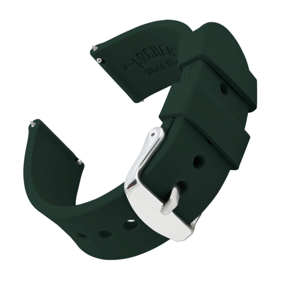 Archer Watch Straps - Silicone Quick Release Soft Rubber Replacement Watch Bands (British Racing Green, 18mm)