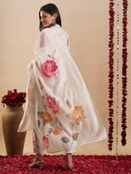 ANNI DESIGNER Womens Rayon Blend Straight Printed Kurta with Pant & Dupatta (MERLINO Cream_XL_Cream_X-Large)