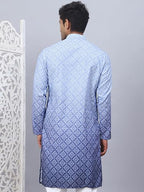 Jompers Blue MenS Ombre Pure Cotton Straight Kurta
