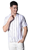Leriya Fashion MenS Shirts || Rayon Wide & Multi Striped Shirts For Men || Preppy Sleeve Shirts || Suitable For Beach || Vacati