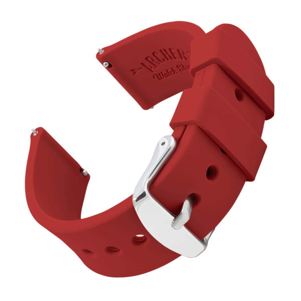 Archer Watch Straps - Silicone Quick Release Soft Rubber Replacement Watch Bands (Venetian Red, 18mm)